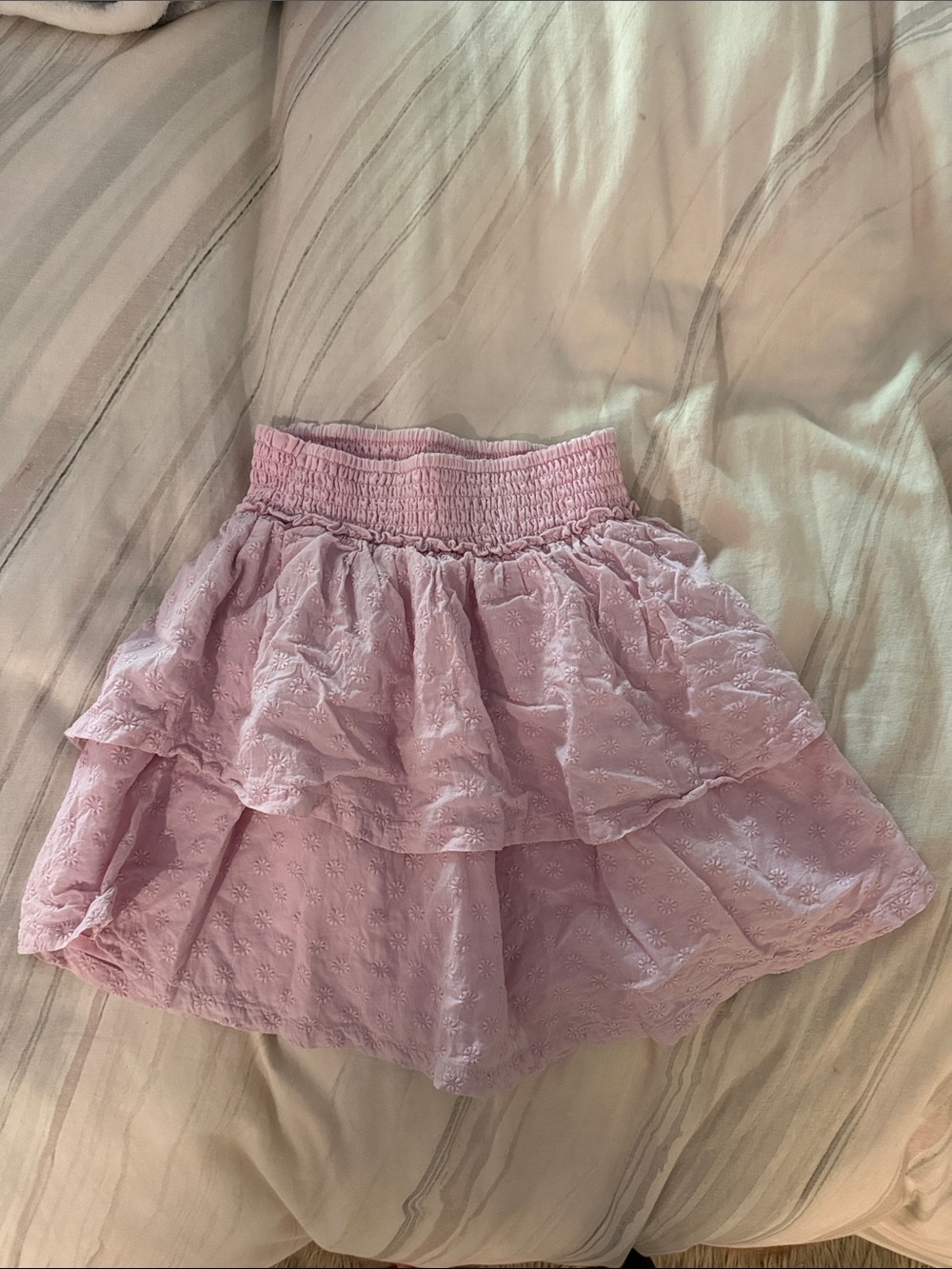 Hollister Light Pink Tiered Eyelet Mini Skirt